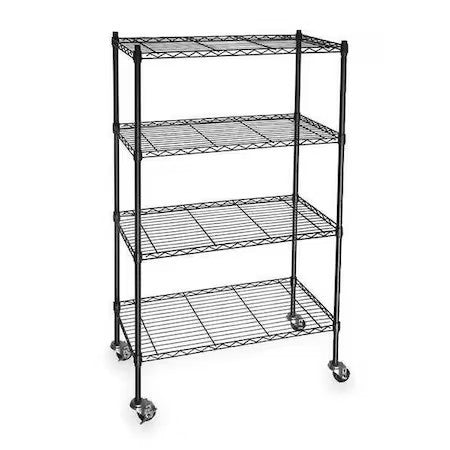 Zoro Select 3Tpd4 Wire Cart, 4 Shelf,L48 X W18 X H67 In.