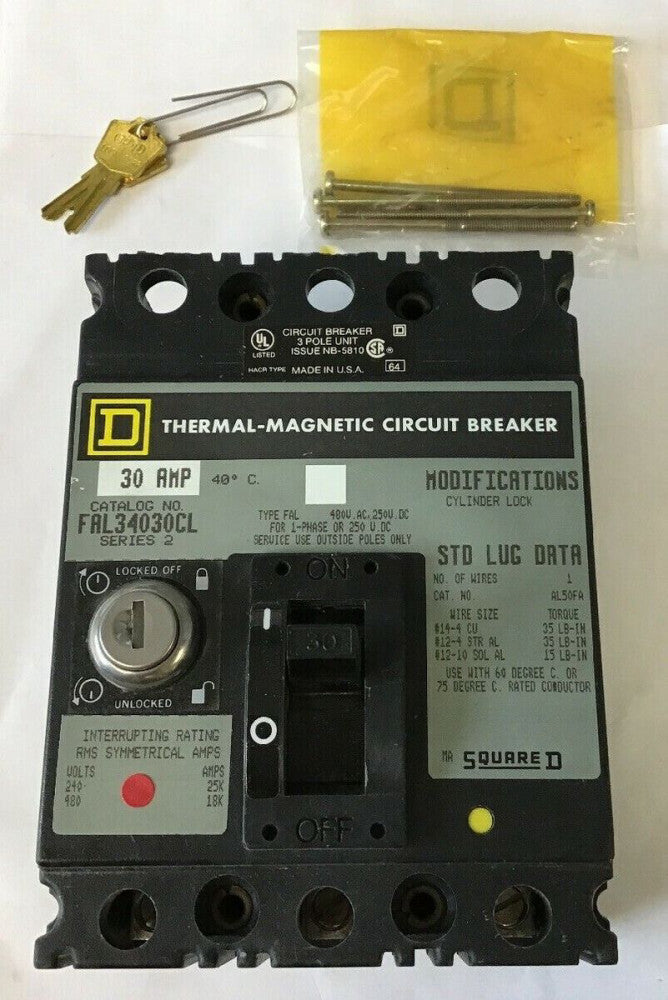 SQUARE D FAL340030CLF7 THERMAL MAGNETIC CIRCUIT BREAKER SERIES 2 