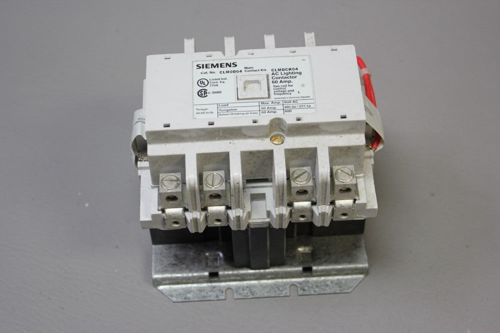 SIEMENS 60A AC LIGHTING CONTACTOR CLM0D04