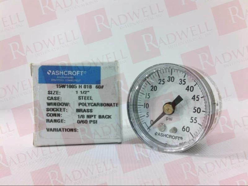 ASHCROFT 15W-1005-H-01B / 15W1005H01B (NEW IN BOX)
