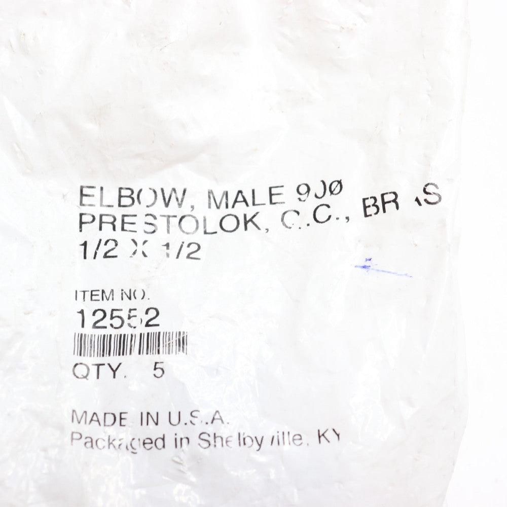 (5-Pk) Prestolok Plus Male 90 Degree Elbow Swivel Nickel Plated Brass 1/2" 12552