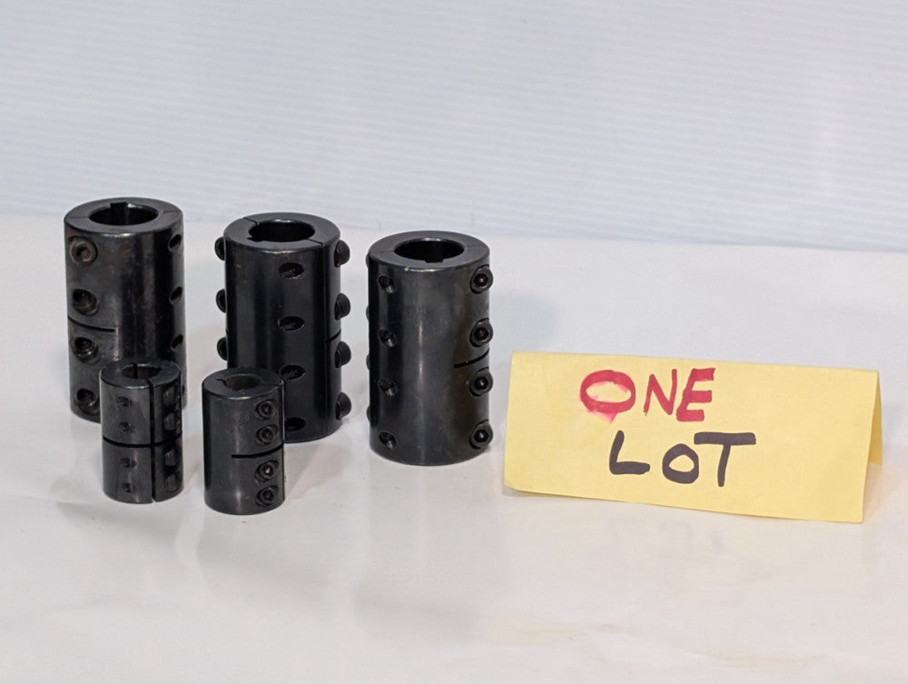 Lot of 5 Ruland Rigid Shaft Couplings, 2 Sizes, (3)Double Split(2)Single Split