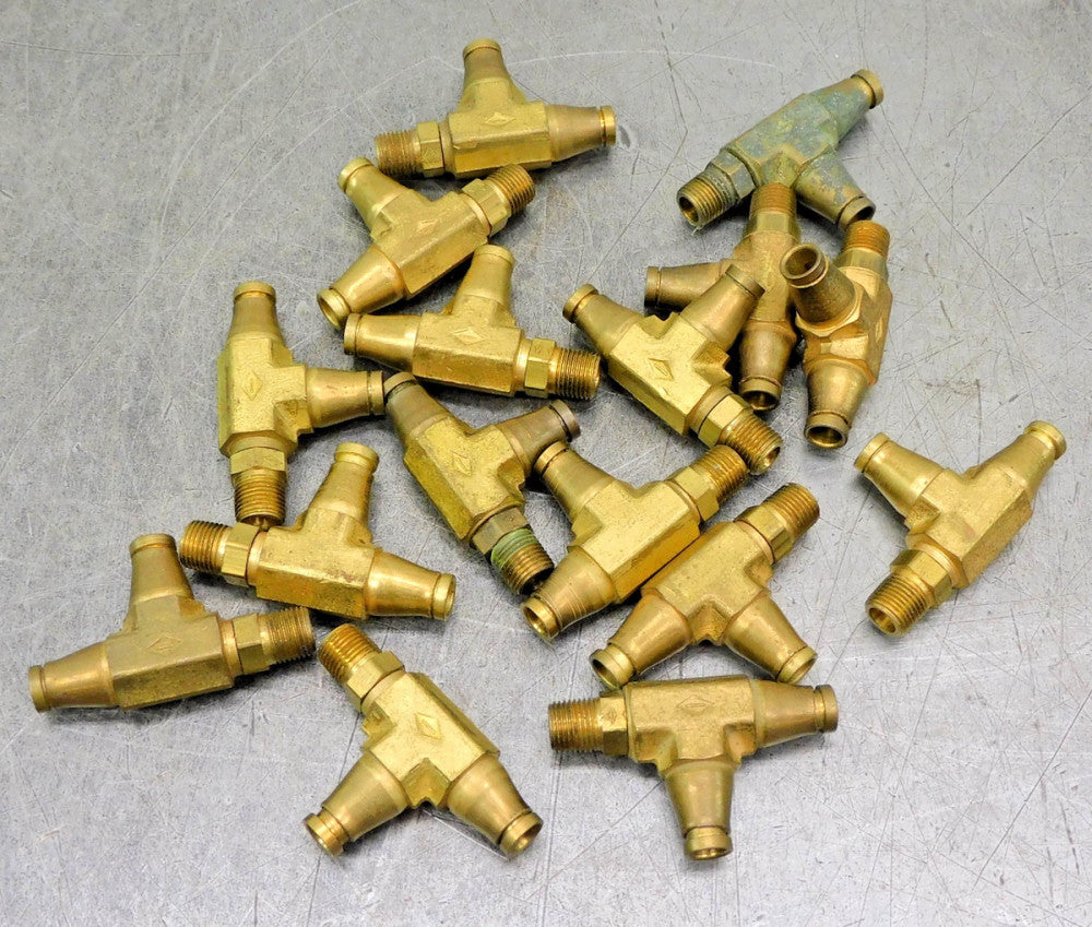 Brass Swivel Tee Fitting 1/4" OD Push Connect x 1/8" NPT Lot of Sixteen (16)