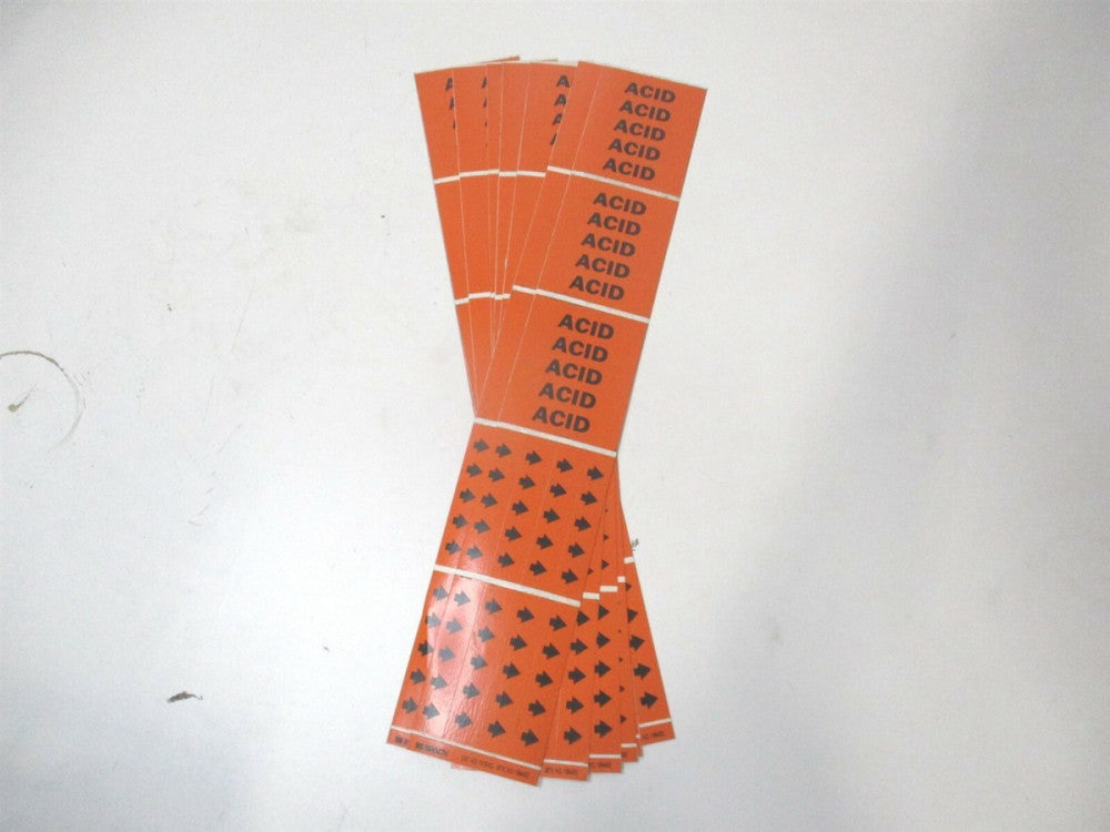 Brady (7318-3C) 2-1/4" x 2-3/4" Acid Orange Adhesive Pipe Marker - Lot of 8 