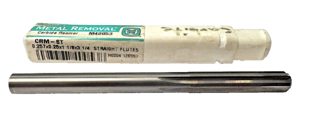 METAL REMOVAL CARBIDE REAMER STRAIGHT FLUTE OAL-3-1/4" M40053