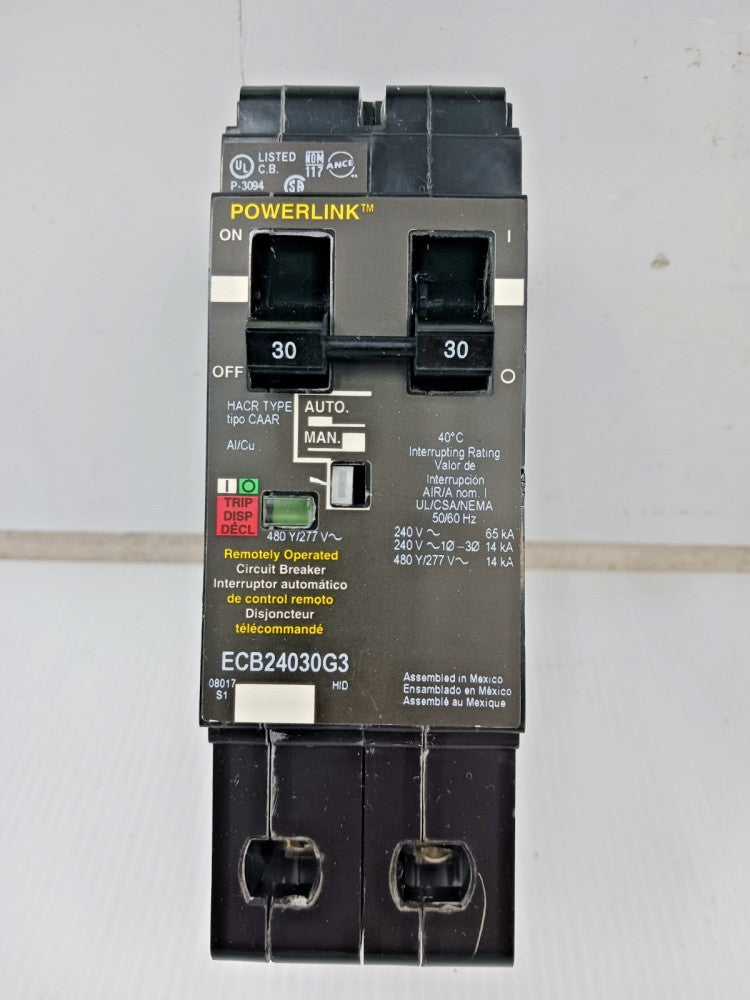 Square D Powerlink 30 Amp Bolt-On Circuit Breaker 2 Pole 480Y/277 VAC ECB24030G3