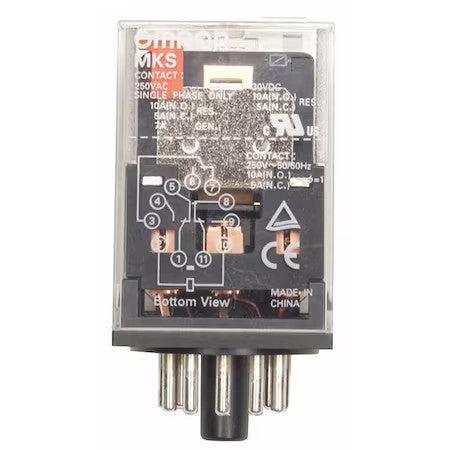 Omron Mks2pdc12 Plug-In, General Purpose Relay, Octal, 10 A, 8, Plug-In