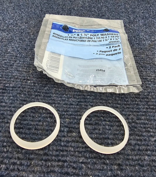 ( QTY 8 ) Plumb Pak PP25535: 1 1/4" x  1 1/4" Poly Washers