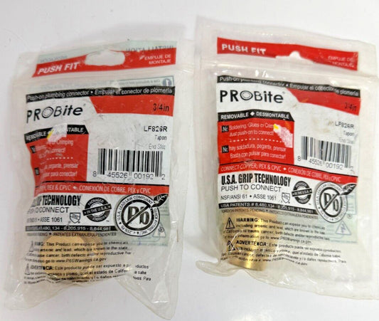 (Lot of 2) ProBite LF826R 3/4" Push Fitting End Cap
