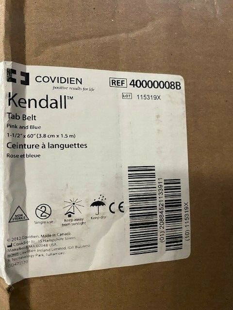 (Case of 100) Covidien Kendall 40000008B Tab Belt 1 1/2" x 60" Pink/Blue 