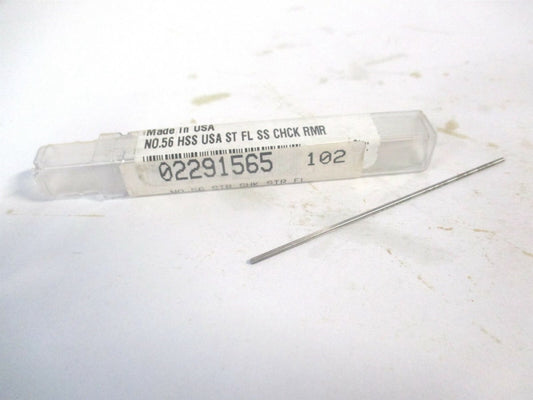 (433-0.0465) #56 x 1/2" x 2-1/2" OAL 4-Flute Straight Shank HSS Chucking Reamer 