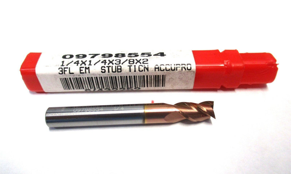 Made in USA (09798554) 1/4 x 3/8 x 2 3-Flute RH CC SE Carbide Stub End Mill