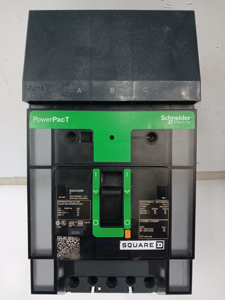 Square D PowerPact 60 Amp I-Line Circuit Breaker 3P 480Y/277 VAC 35kA BGA34060Y
