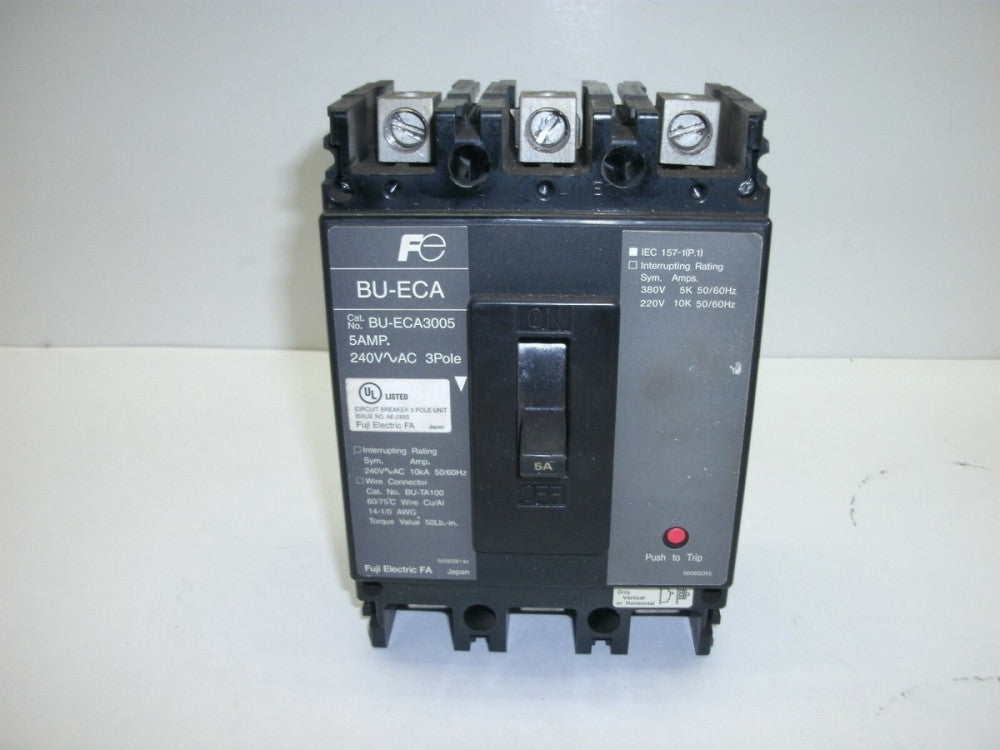 FUJI ELECTRIC BU-ECA3005 CIRCUIT BREAKER 5 AMP 240V~AC 3 POLE IEC 157-1(P.1)