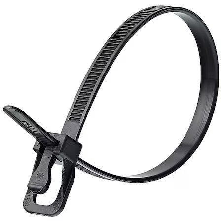 Retyz Evt-V16bk-Ta Cable Tie, 16 In L, 4.60 In Max Bundle Dia., Black, Nylon