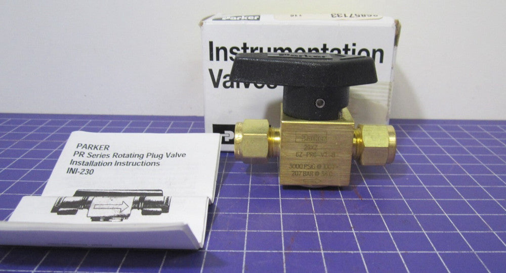 PARKER 3/8" Pipe, 3,000 psi WOG Brass Inline One Way Instrumentation Plug Valve