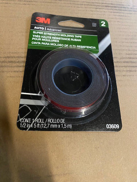 3M Super Strength Molding Tape, 03609, 1/2 in x 5 ft - BUY MORE & SAVE!!!