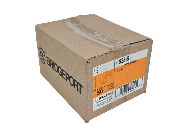 Box of (50) Bridgeport 925-S 2" Steel EMT Pipe Straps, New, Sacramento