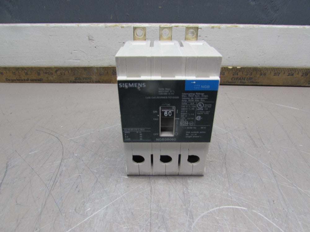 SIEMENS NGB3B060 ,CIRCUIT BREAKER,  3P-60 AMP /480V  GOOD TAKEOUT! MAKE OFFER!