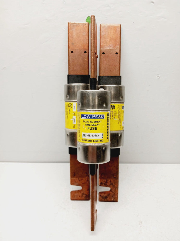 3) BUSSMANN LPS-RK-125SP 125 AMP DUAL ELEMENT TIME DELAY FUSE 600 VAC 300 VDC