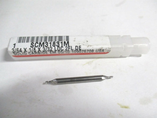 (E5022003) 3/64" x 3/32" x 1/8" x 1-1/2" OAL Carbide DE 2-Flute Square End Mill 