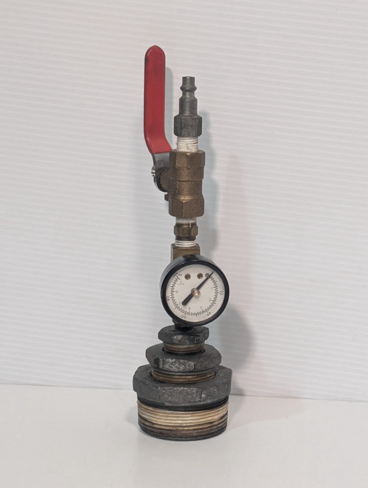 2" NPT to 1/4" quick connect air hose with LDR ball valve and 0-100psi gauge