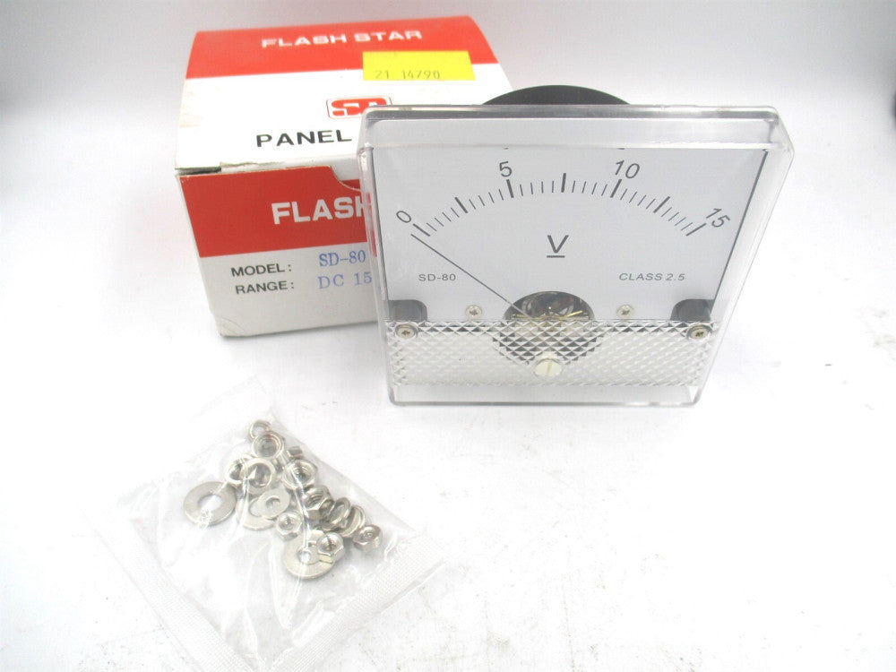 Flash Star (SD-80) 0V to 15V DC Voltage Moving Coil Analogue Panel Meter 