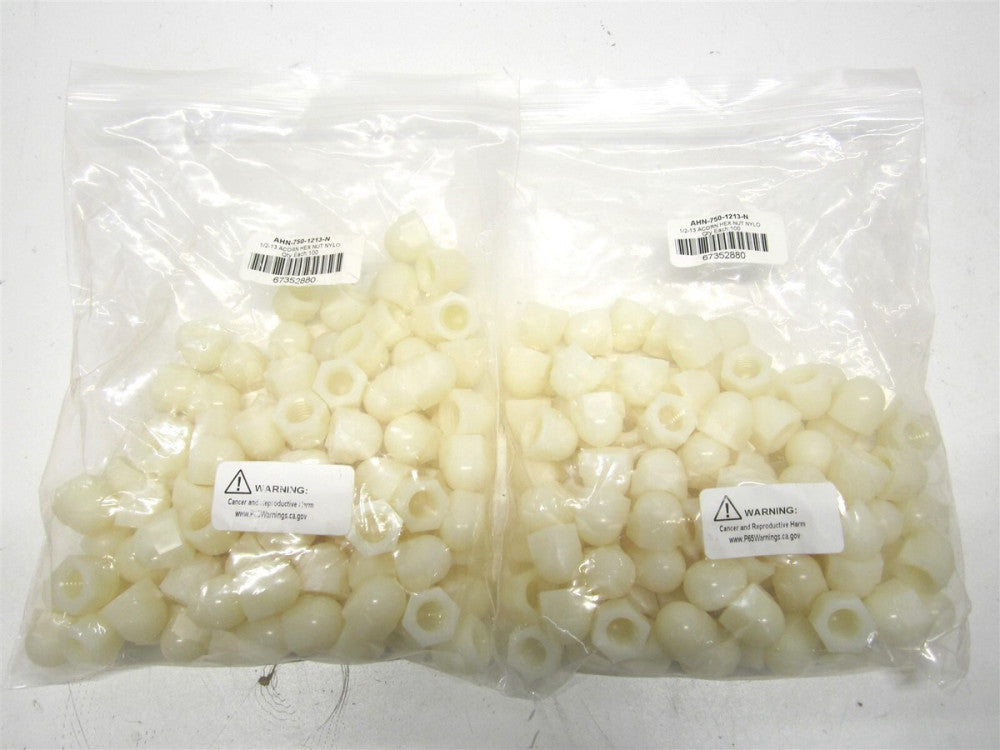 (AHN-750-1213-N) 1/2-13" UNC, 3/4" x 13/16" Uncoated Nylon Acorn Nut - Qty 200 
