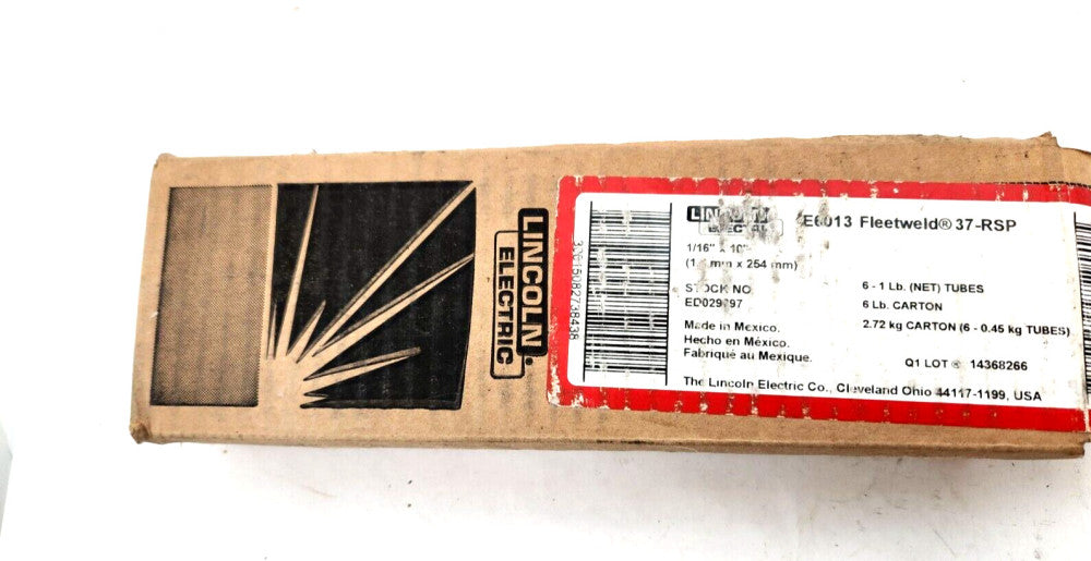 Lincoln Electric ED029897 Fleetweld Stick Electrode 10" x 1/16"  E6013 6 x 1 Lb