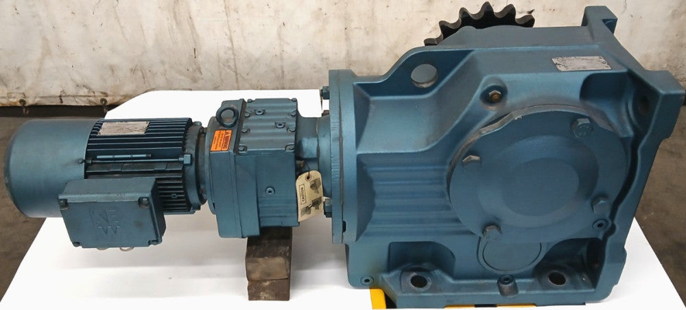 SEW EURODRIVE COMBINED MOTOR & GEAR REDUCER W/SPROCKET & BUSHING 3PH 1720 RPM