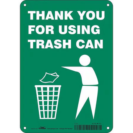 Condor 485M63 Thank You For Using Trash Can, 7 In W X 10 In H, Horizontal