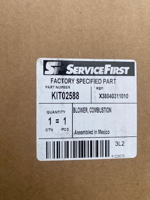 Trane / ServiceFirst Combustion Blower Kit KIT2588 KIT-2588 KIT02588 (NEW)