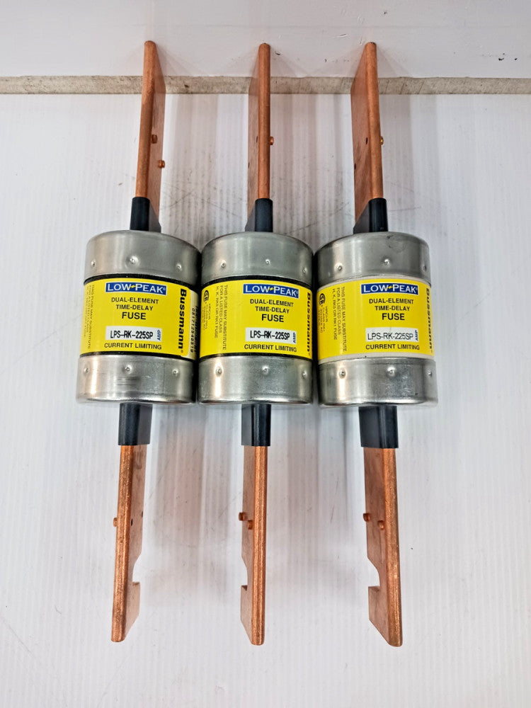 Lot Of 3) Bussmann Low Peak 225A Dual-Element Time-Delay RK1 Fuse LPS-RK-225SP