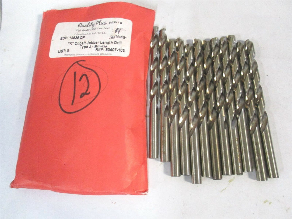 Quality Plus (12535QP) "K" Type J Bronze Jobber Length Drill Bit - Pack of 12