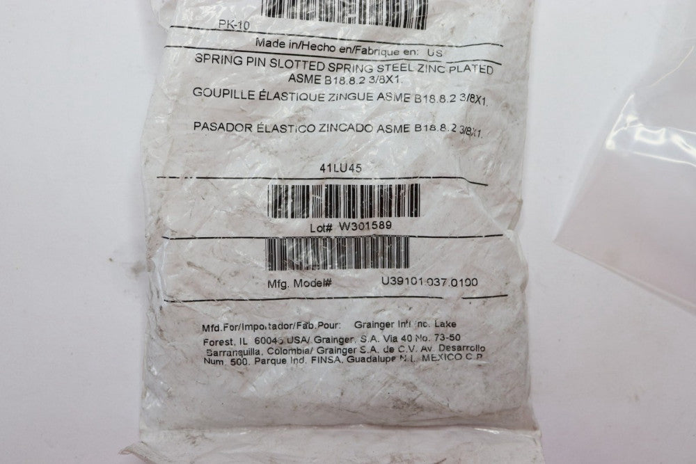 (10-Pk) Fabory Spring Pin Steel Zinc Plated 385-.395" D Range x 3/8 x 1" L