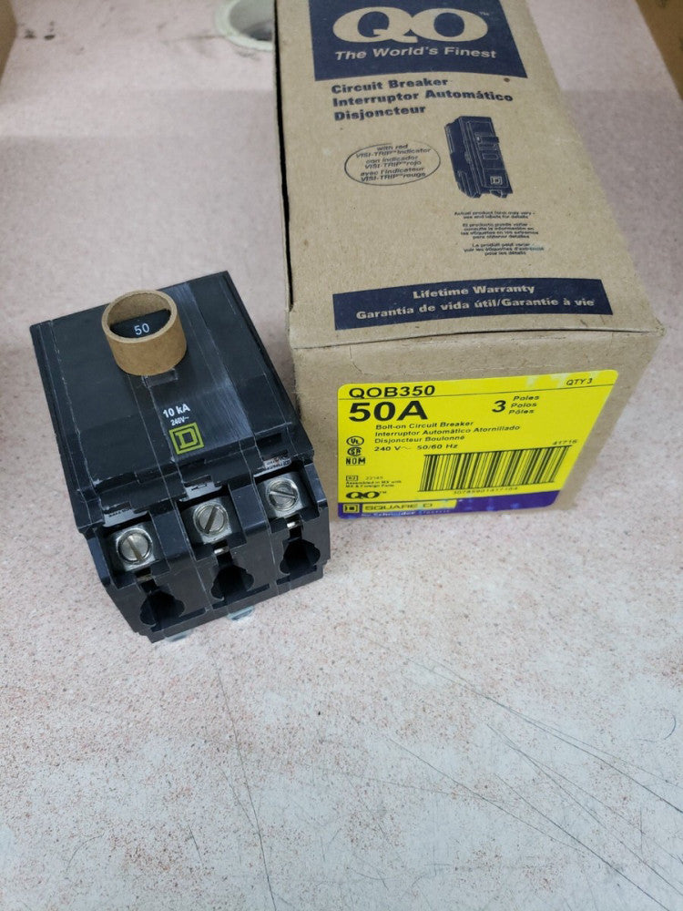 1 NEW Square D QOB350 Bolt-On Circuit Breaker 3P 50A 240V New!