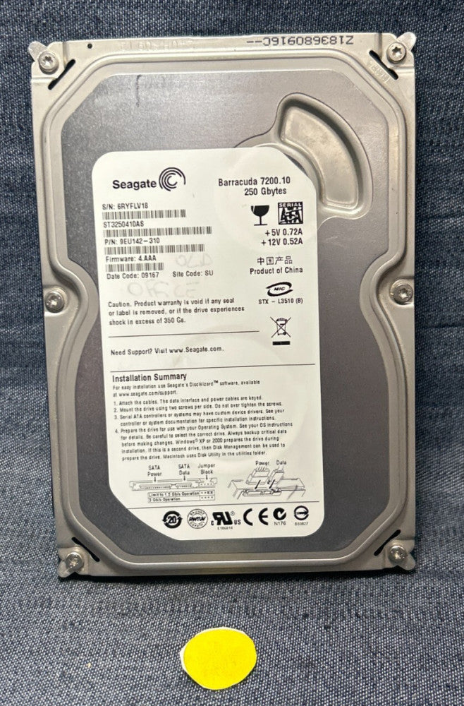 SEAGATE HARD DRIVE 9EU142-310  250GB +5V 0.72A +12V 0.52A
