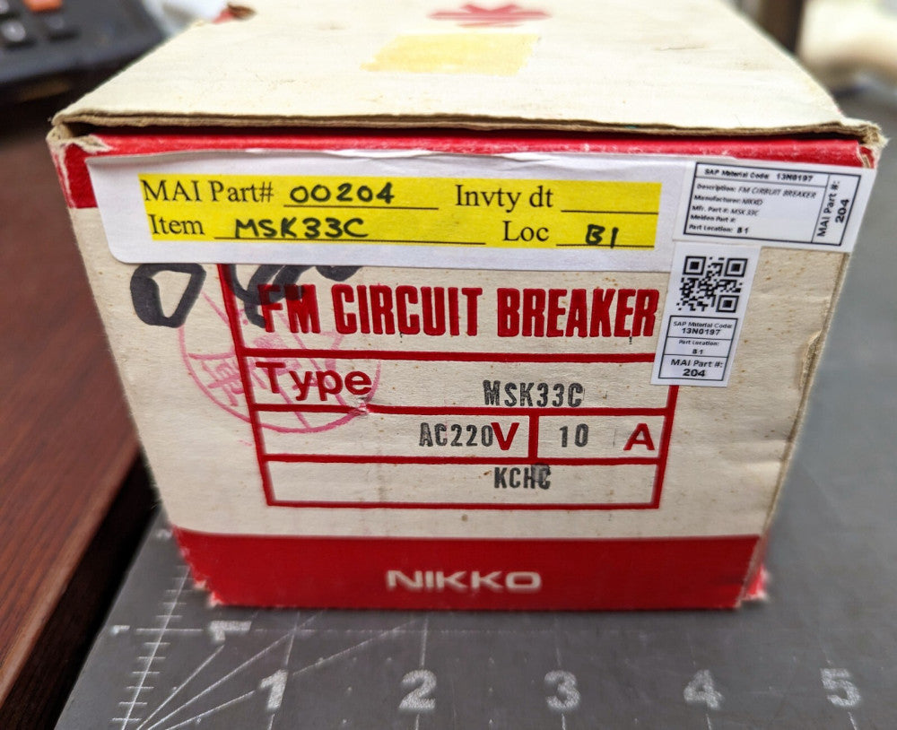 Nikko FM Circuit Breaker 3P AC460V AC220V 10A 5kA MSK 33C NEW [C2B1]