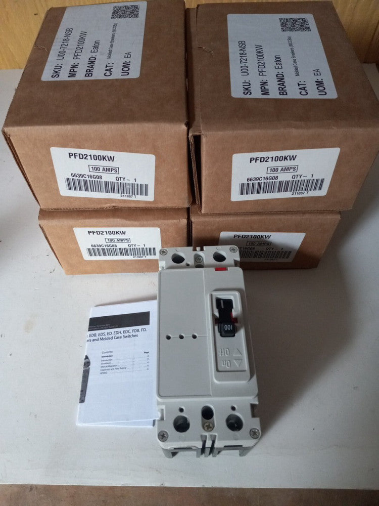 Lot of 4 EATON PFD2100KW 100 AMP CIRCUIT BREAKER 2 POLE 600V