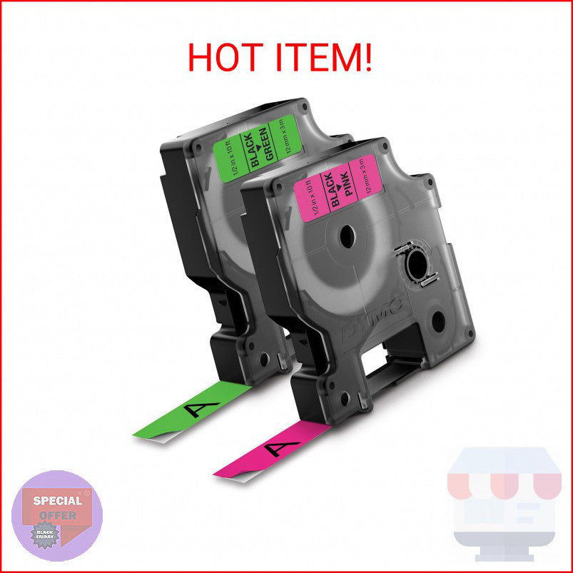 DYMO Standard D1 Labeling Tape for LabelManager Label Makers, Black Print on Neo