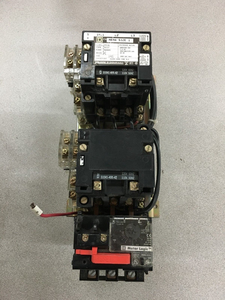 NEW SQUARE D SIZE 1 CONTACTOR 8736 SC07 FORM H200S WITH 9065 SSC20 MOTORLOGIC