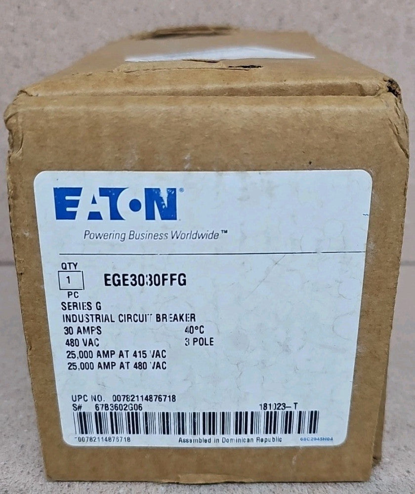 1- New EATON EGE3030FFG 30A E125E 3P Circuit Breaker