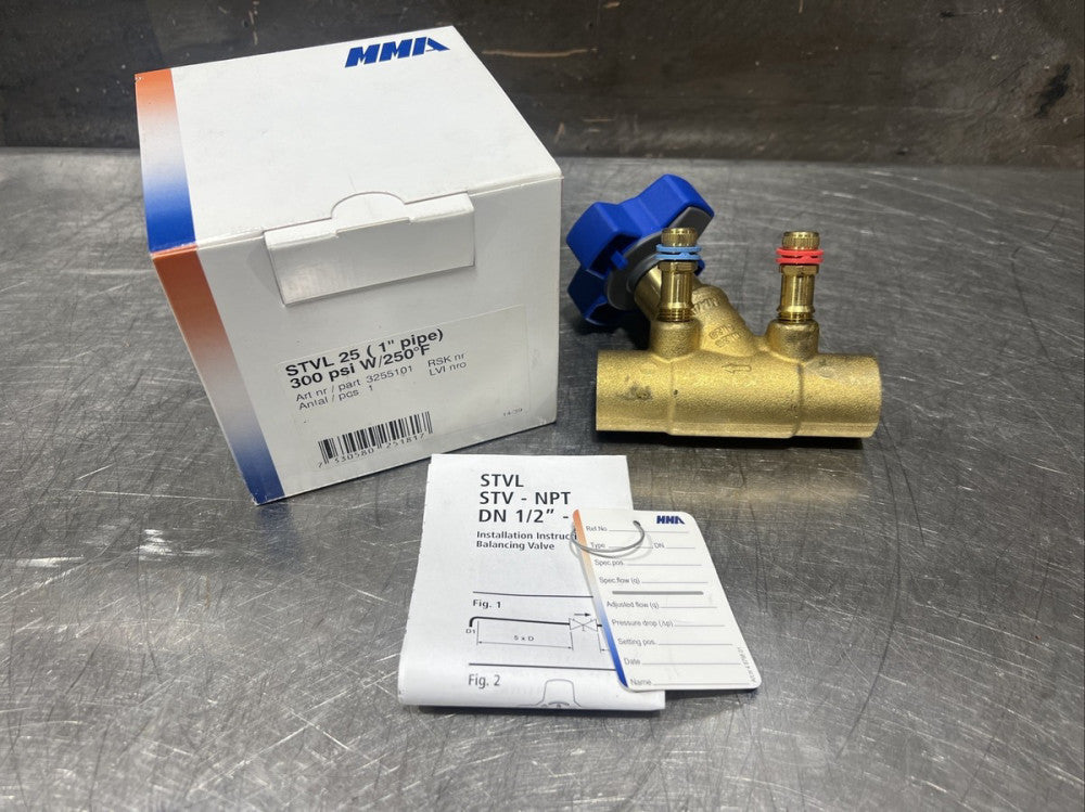 New MMA STVL 25 1" Pipe Balancing Valve Female Sweat 300 PSI 250°F 3255101 NOB