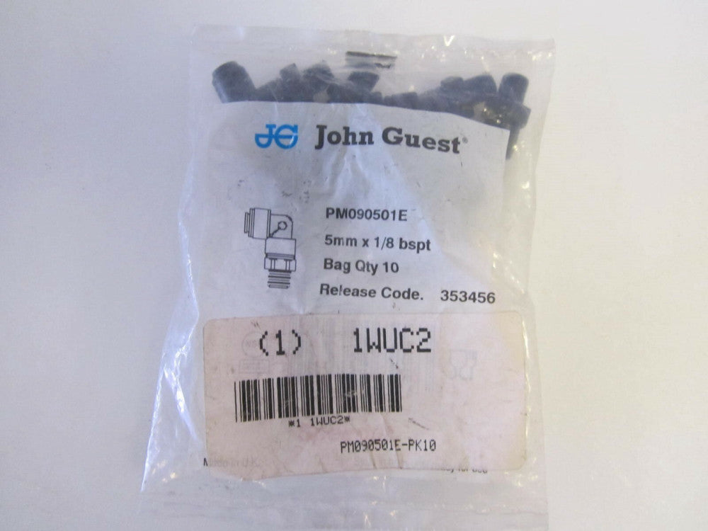 JOHN GUEST Swivel Elbow -PM090501E-PK10- 5mm Tube OD, 150 PSI, Black, Pk10