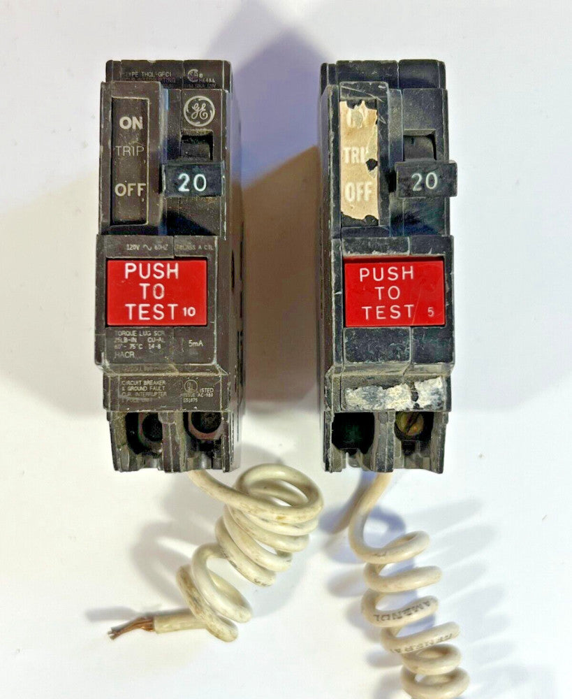 (Lot of 2) GE THQL1120GF Single Pole 20 Amp Trip Ground Fault Circuit Breaker