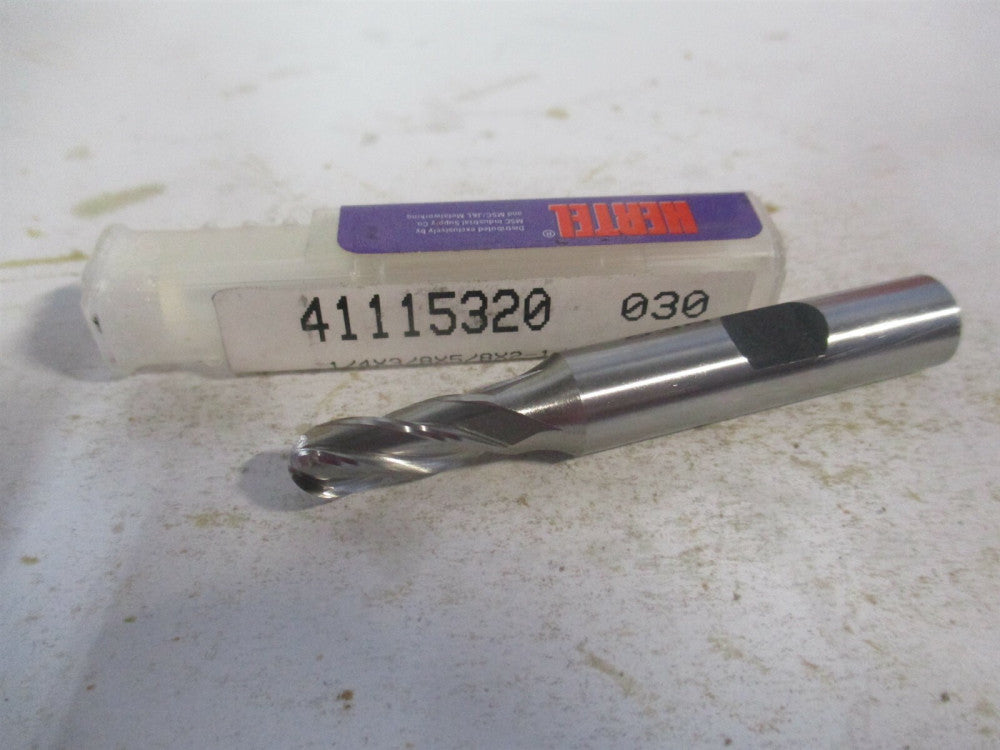 (E202001602) 1/4" x 5/8" x 3/8" x 2-1/2" OAL High Speed Steel 4Fl Ball End Mill