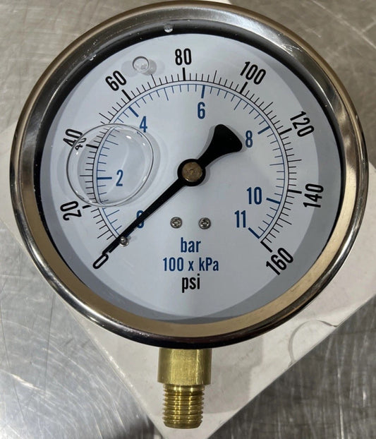 401BL-02L 4” Pressure Gauge Bar 100 X kPa psi 0 - 160 Nos Surplus
