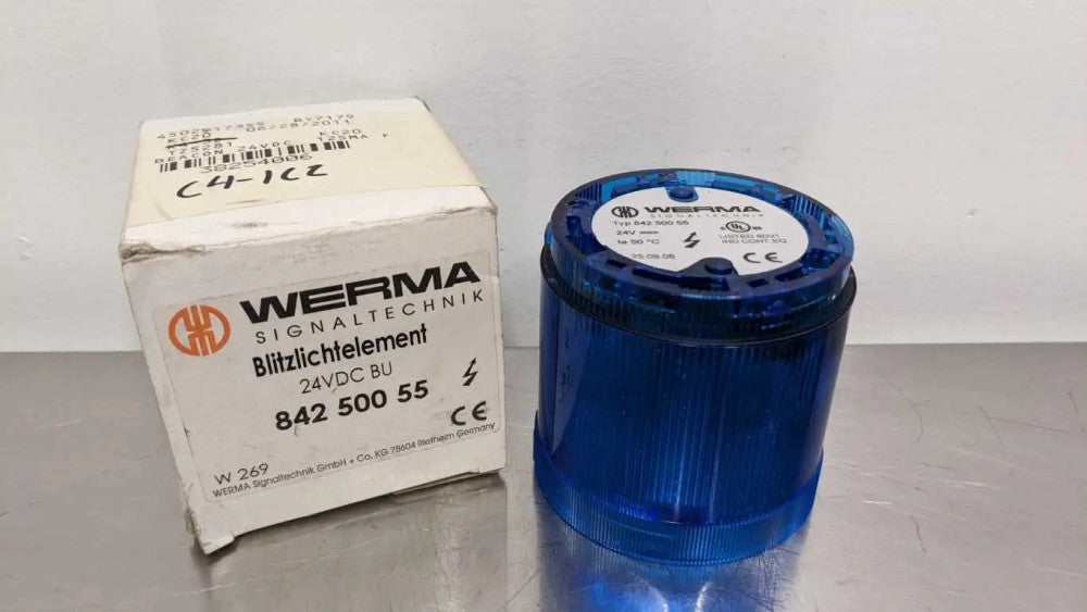 Werma Signaltechnik 842 500 55 Flashing Light Element BLUE 24 VDC Signal Light T