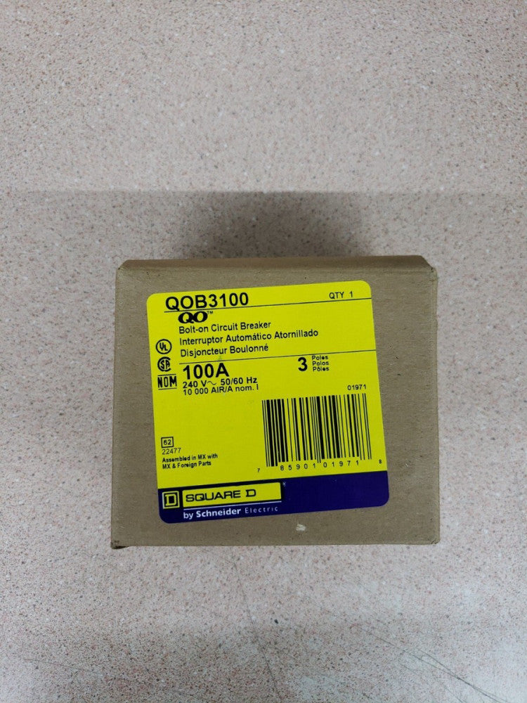 NEW Square D QOB3100 100 Amp 3 Pole 240V QOB Bolt On Circuit Breaker