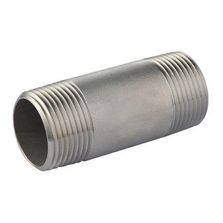 Zoro Select T4bnb15 1/4" Mnpt X 10" Tbe Stainless Steel Pipe Nipple Sch 40